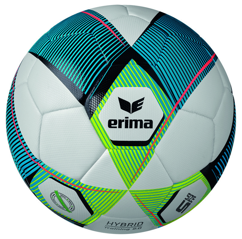 Erima Ballpaket 10x HYBRID Training 2.0 mykonos blue lime inkl. Ballsack | Größe 5